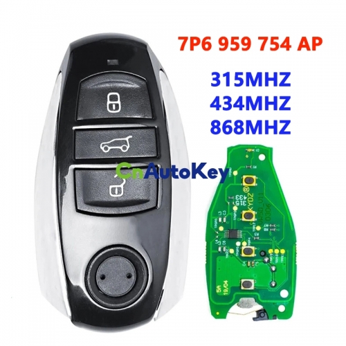 Keyless Entry Smart Remote Key 3 Button for VW Touareg 433mhz 7P6959754AL